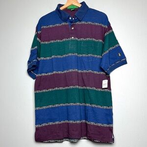 NWT Vintage Grand Slam Men’s Multicolor Striped Polo Shirt Size Large